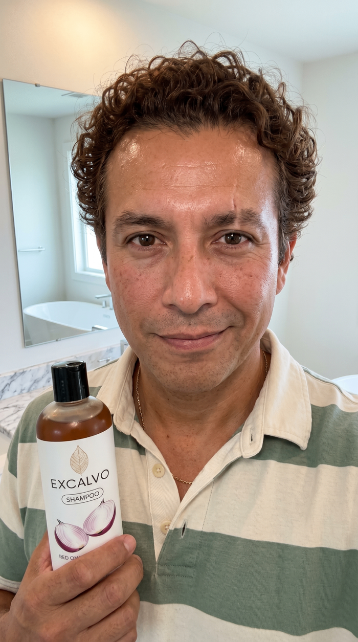 Cliente usando Excalvo Shampoo