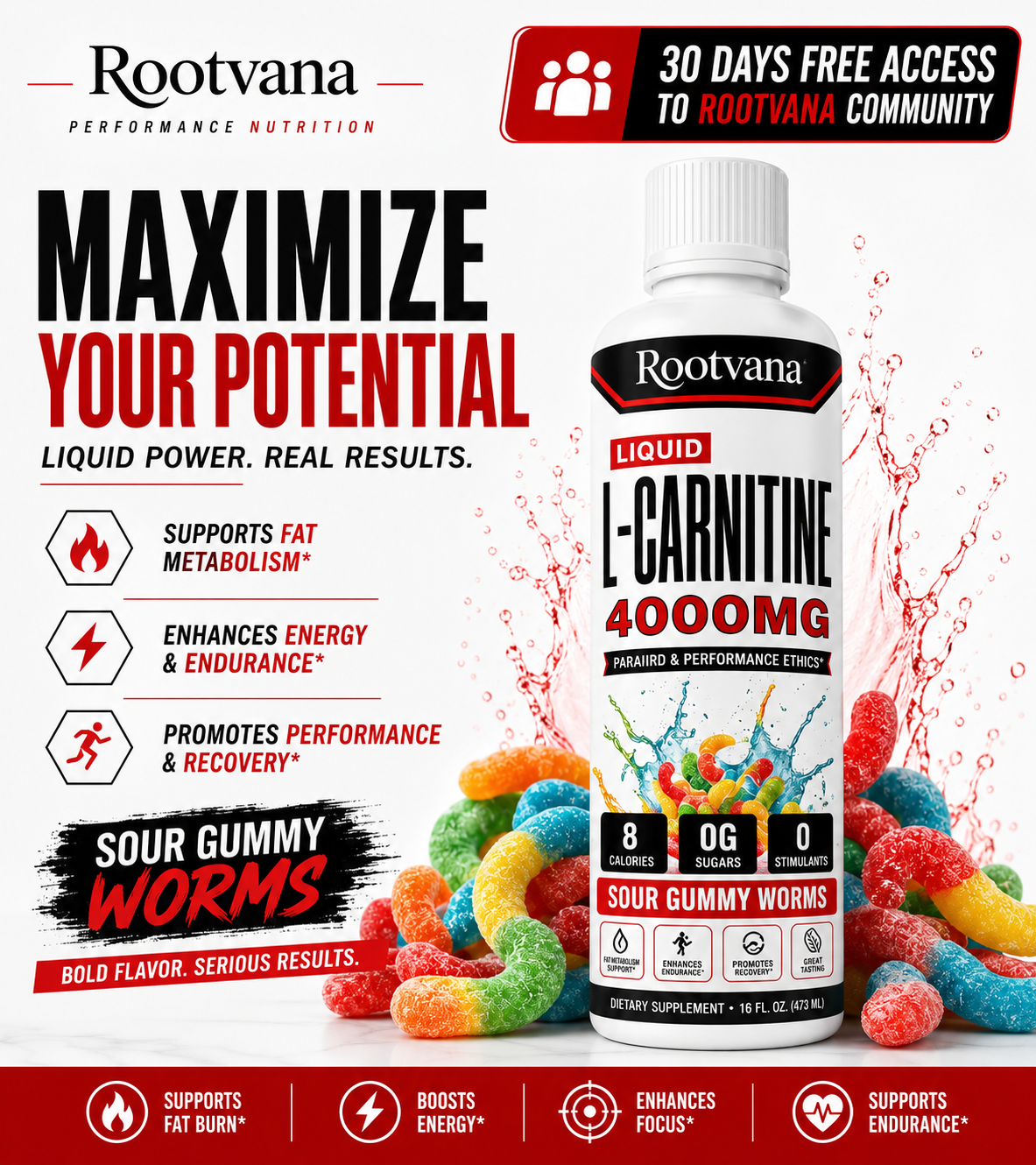 Rootvana L-Carnitine 4000mg Liquid