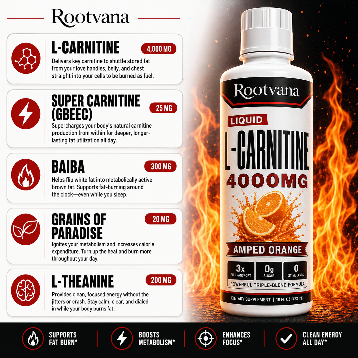 Rootvana L-Carnitine 4000mg Liquid
