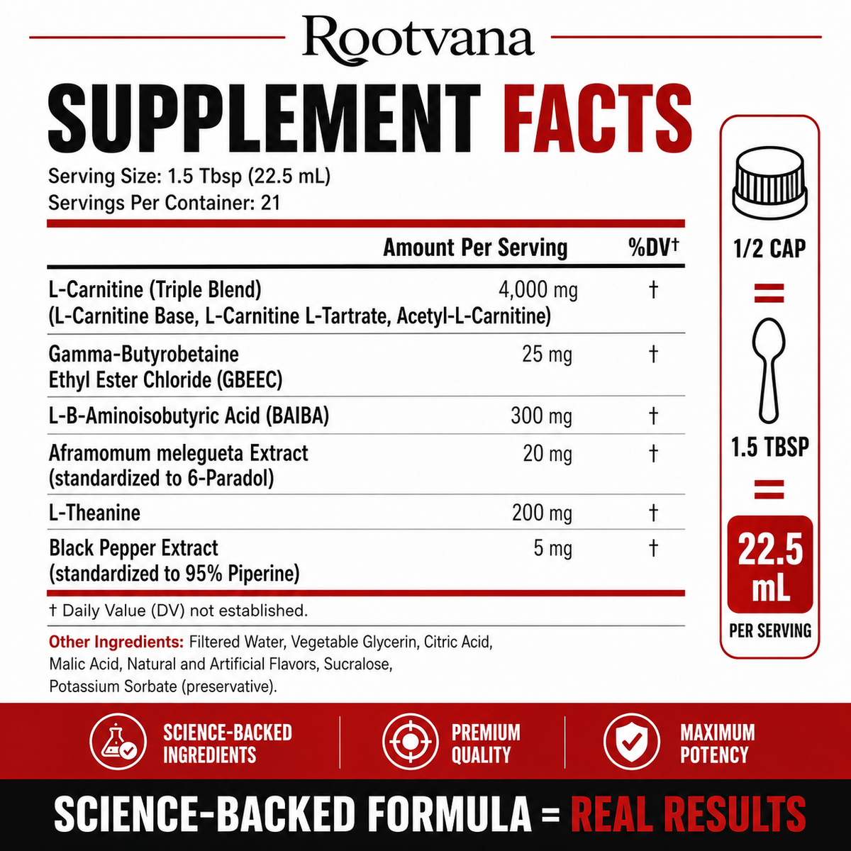 Rootvana L-Carnitine 4000mg Liquid